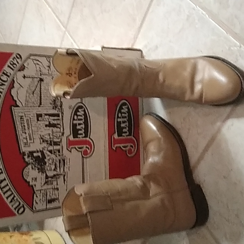 Vintage, Justin Roper khaki sz 8b genuine leather boots